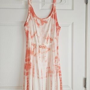 Vintage Raya Sun Dress Tropical Beach Travel Coastal Embroidered Boho Tie-dye XL